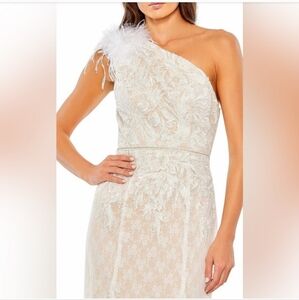Cream One-Shoulder Sleeveless FORMAL gown MACDUGGAL Size 14